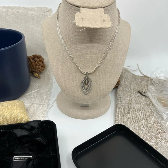 925 Italy Milor Multi-Strand Necklace w/ Layered Teardrop Pendant, 16-18" - Picture 13 of 16